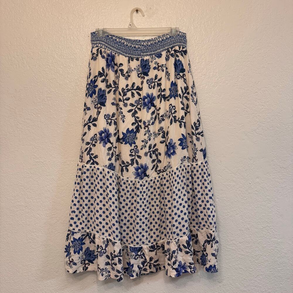 Farm Rio Floral Maxi Skirt Lined Size Medium Coastal Resortwear Vacation - Picture 7 of 9